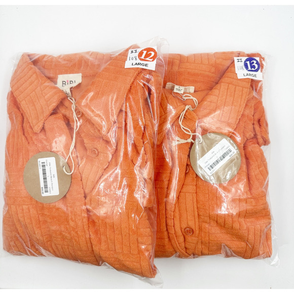 Bibi Beach Towel Textured Terry Shorts Romper Beach Orange Papaya IB1388-0 Large - Picture 11 of 11